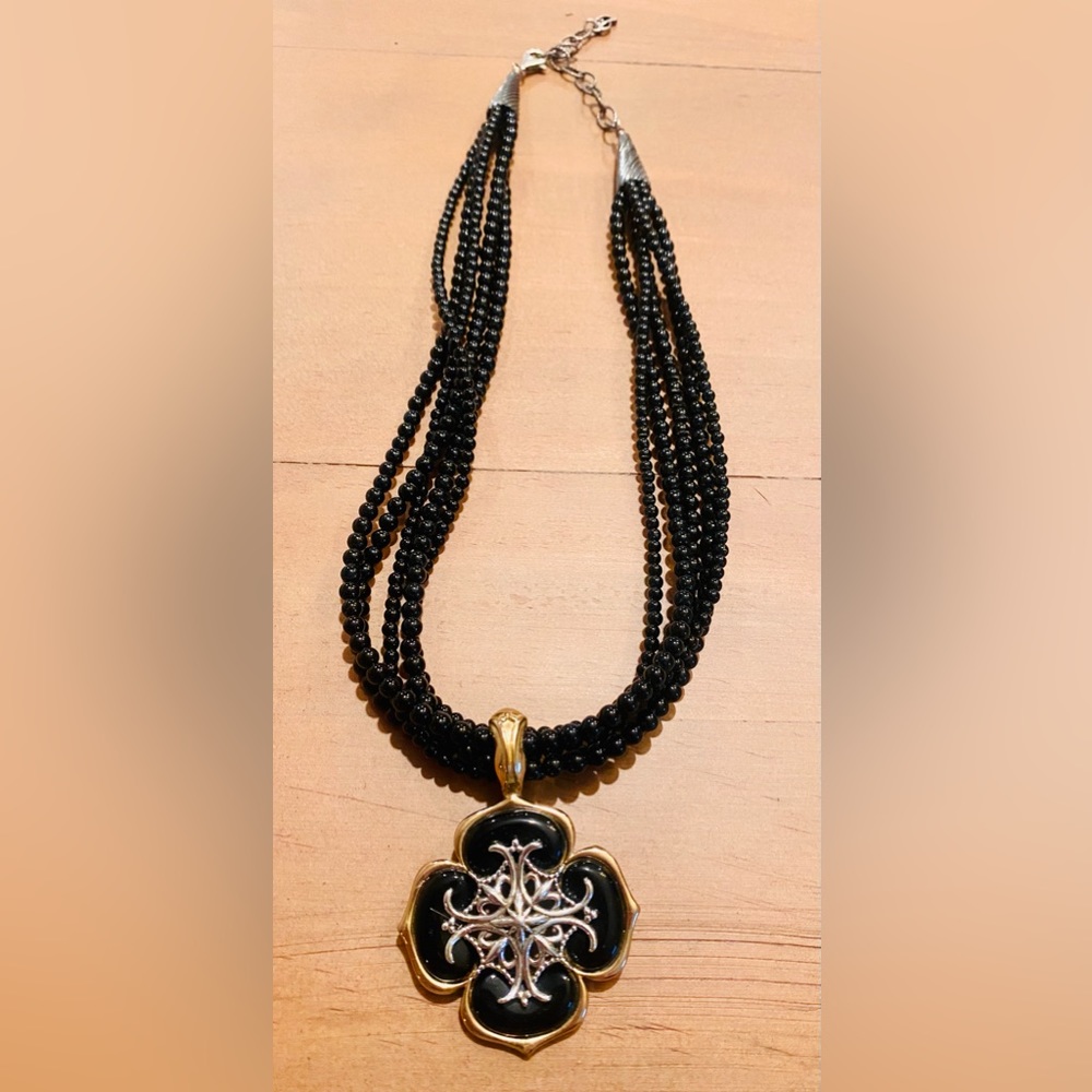 Carolyn Pollack necklace and enhancer black onyx Sterling and brass
